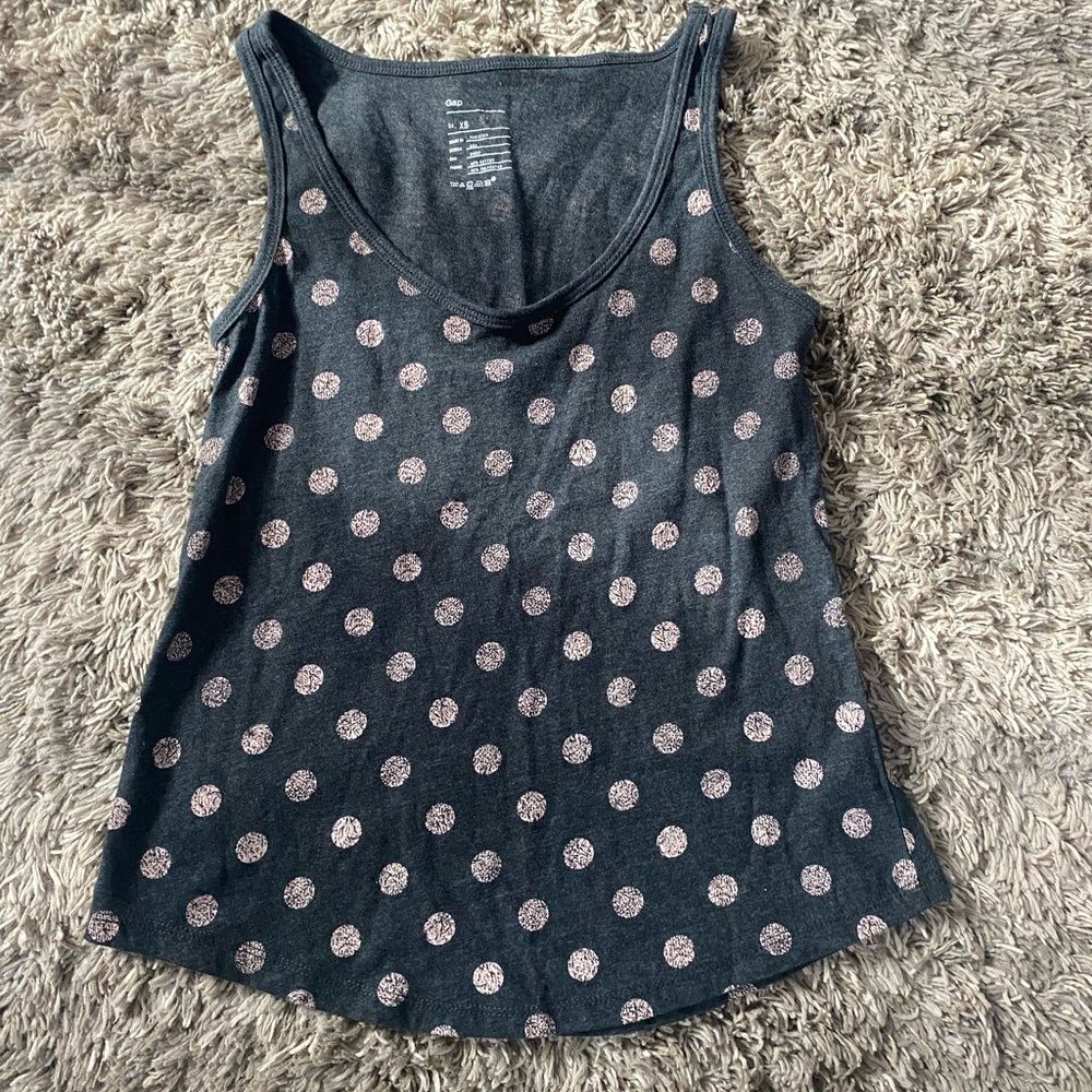 GAP Black Tank Top with Pink Polka Dots